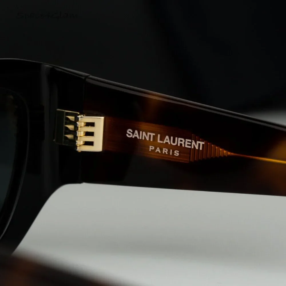 BRAND NEW Saint Laurent SL740 004 Black Havana Square Unisex Sunglasses
